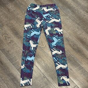 LuLaRoe Unicorn Print Blue & Purple Leggings One Size